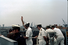 Lt Cmdr Schwabe, LTJG Cirulli, XO Surles, YN3 Ramos